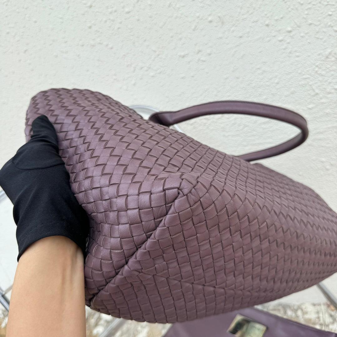 Bottega Veneta Cabat Large Intreccio Leather Tote Bag Dark Lavender Purple 5