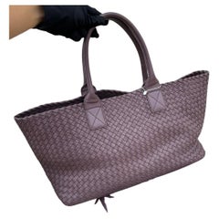 Bottega Veneta Cabat Large Intreccio Leather Tote Bag Dark Lavender Purple