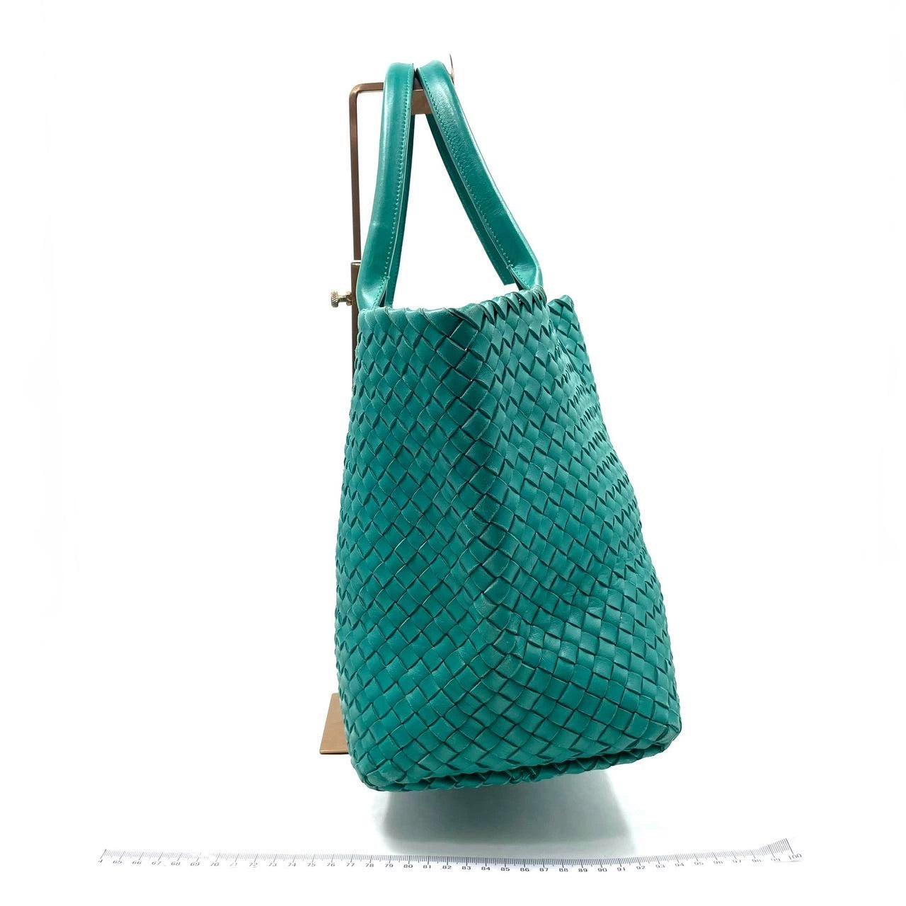 Vert Bottega Veneta Cabat Large Intreccio Leather Tote Bag Green with Pouch 40cm en vente