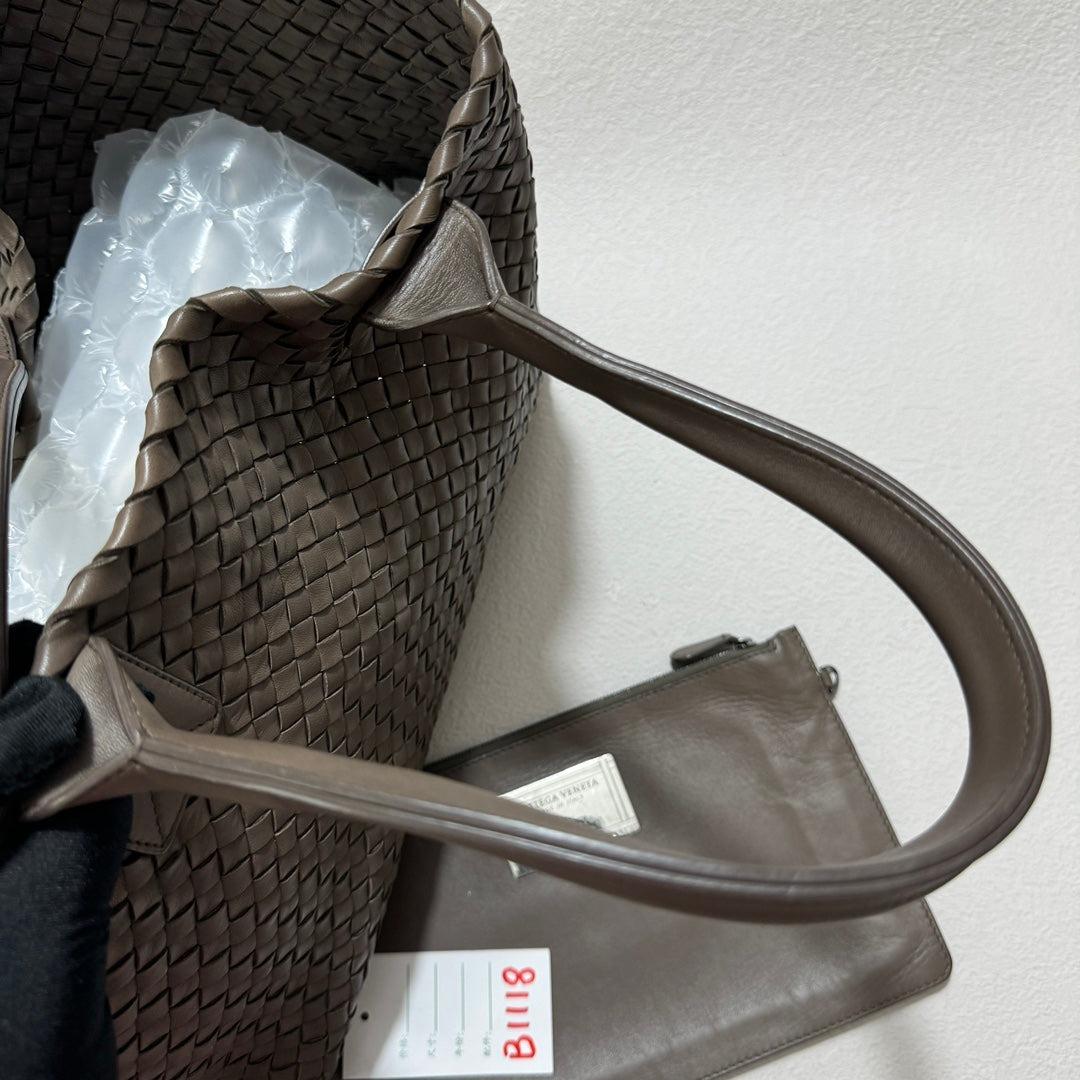 Bottega Veneta Cabat Large Intreccio Leather Tote Bag Grey 40-43cm 15