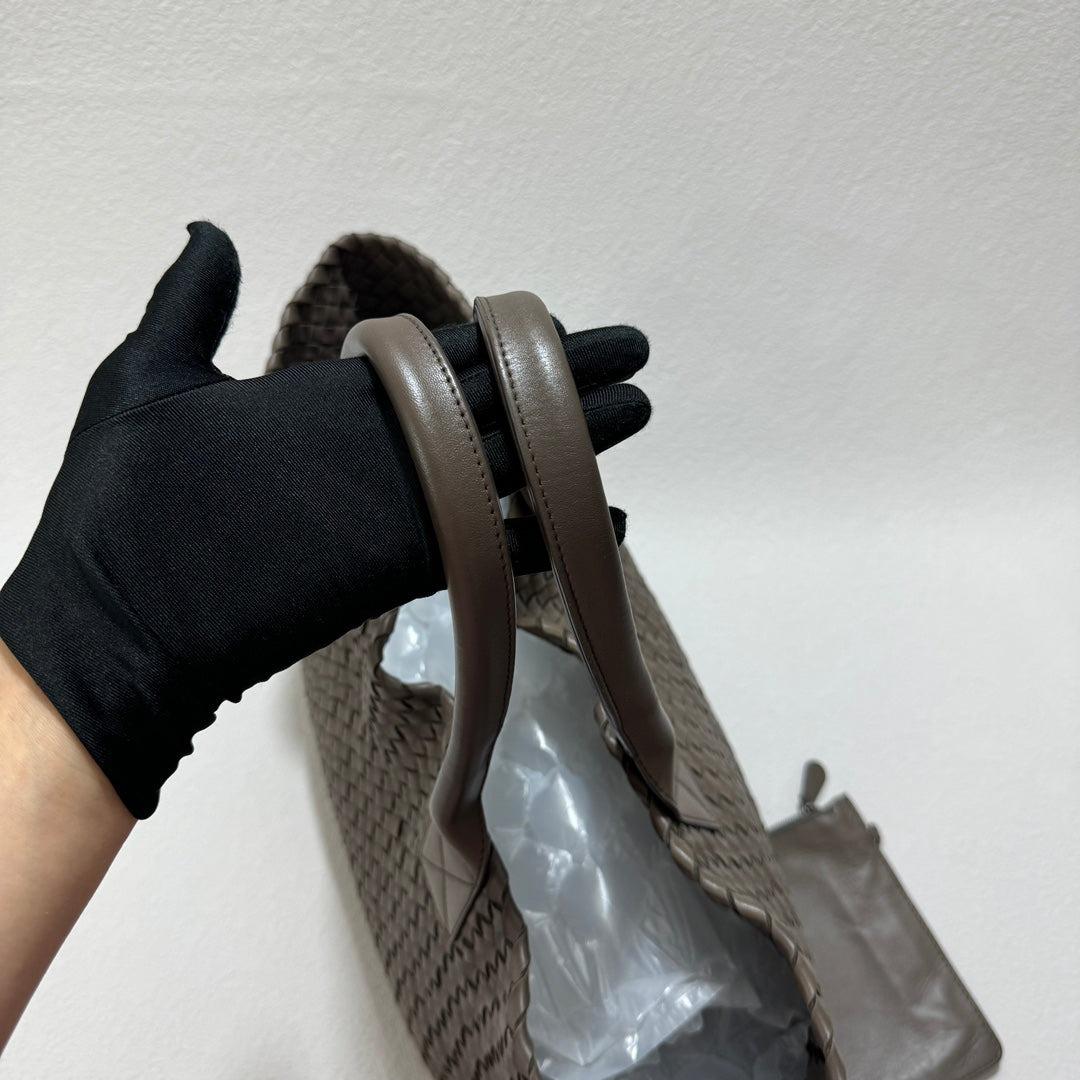Women's Bottega Veneta Cabat Large Intreccio Leather Tote Bag Grey 40-43cm