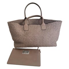 Bottega Veneta Cabat Large Intreccio Leather Tote Bag Grey 40-43cm