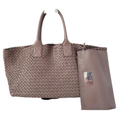 Bolso Tote Bottega Veneta Cabat Large Intreccio Piel Gris 40-43cm
