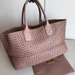 Bottega Veneta Cabat Large Intreccio Leather Tote Bag Pink 42cm