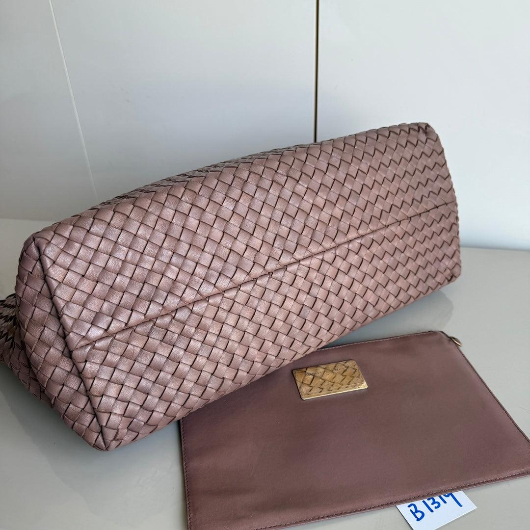 Women's Bottega Veneta Cabat Large Intreccio Leather Tote Bag Pink 42cm