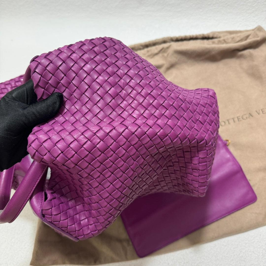 Women's Bottega Veneta Cabat Large Intreccio Leather Tote Bag Purple with Pouch 42cm For Sale