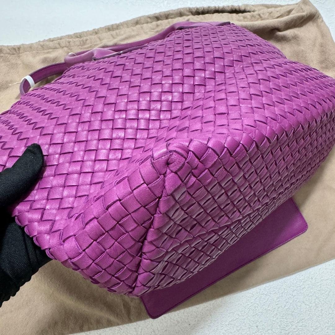 Bottega Veneta Cabat Large Intreccio Leather Tote Bag Purple with Pouch 42cm For Sale 5