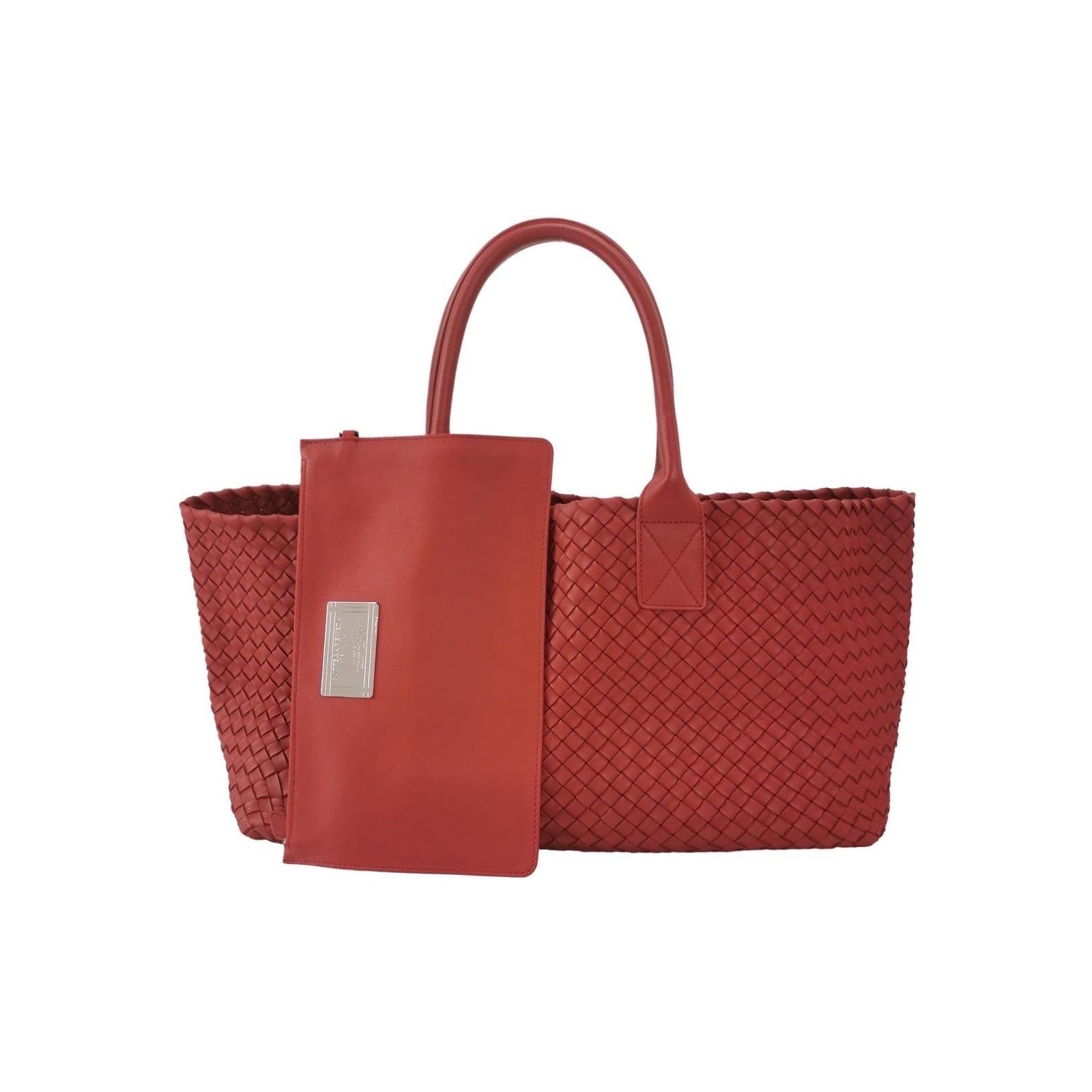 Bottega Veneta Cabat Large Intreccio Leather Tote Bag Red 40cm
