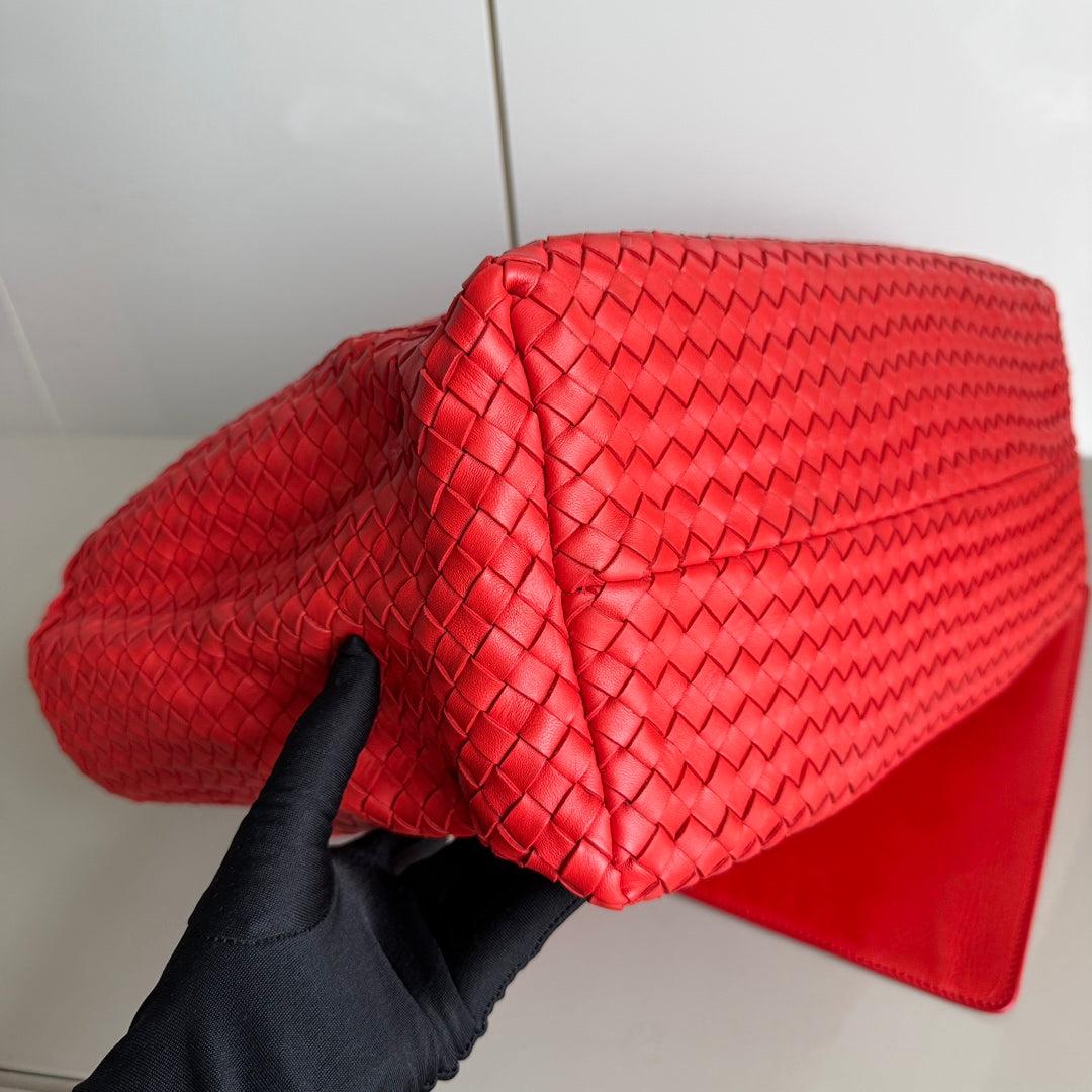 Bottega Veneta Cabat Large Intreccio Red Leather 40cm 6