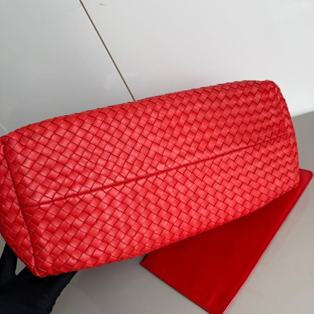 Bottega Veneta Cabat Large Intreccio Red Leather 40cm 7