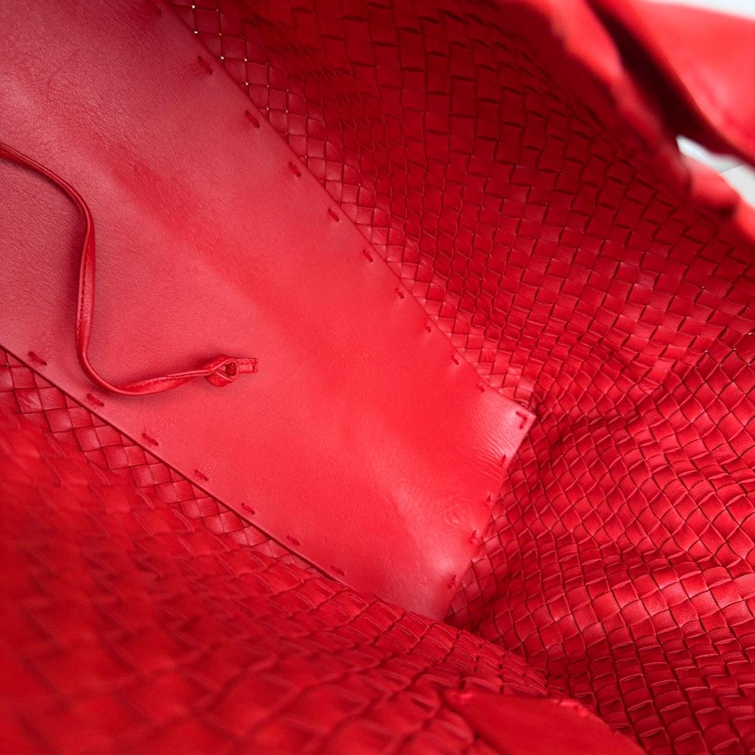 Bottega Veneta Cabat Large Intreccio Red Leather 40cm 15