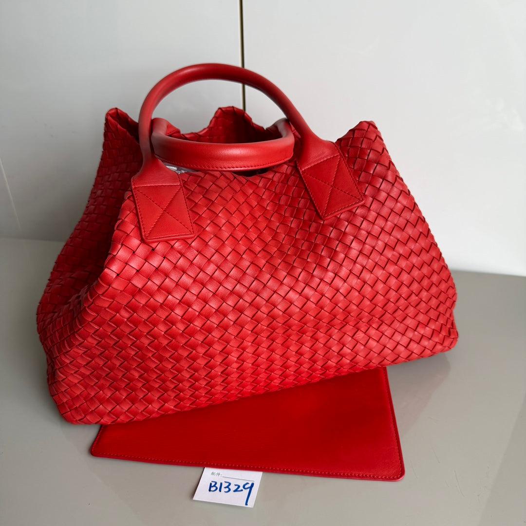 Bottega Veneta Cabat Large Intreccio Red Leather 40cm 2