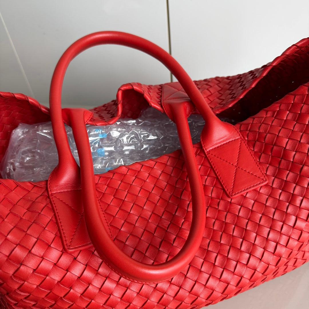 Bottega Veneta Cabat Large Intreccio Red Leather 40cm 5