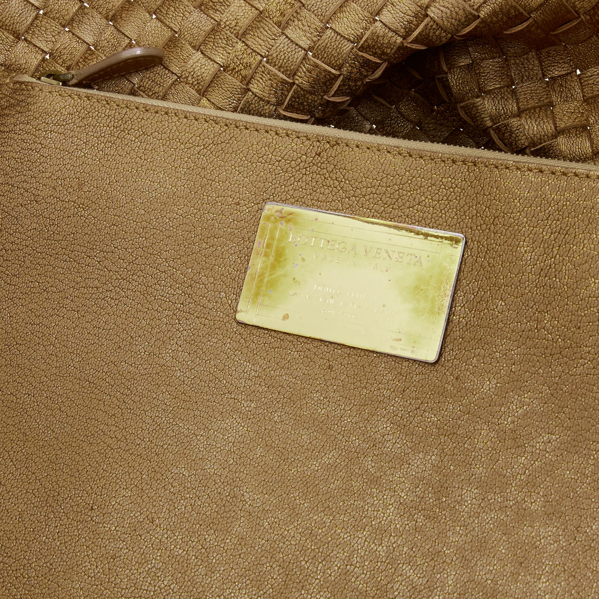 Women's BOTTEGA VENETA Cabat Limited Edition metallic gold Intrecciato woven leather bag