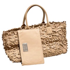 Bottega Veneta Cabat Limited Tan Poussin Paillettes Tote Beige