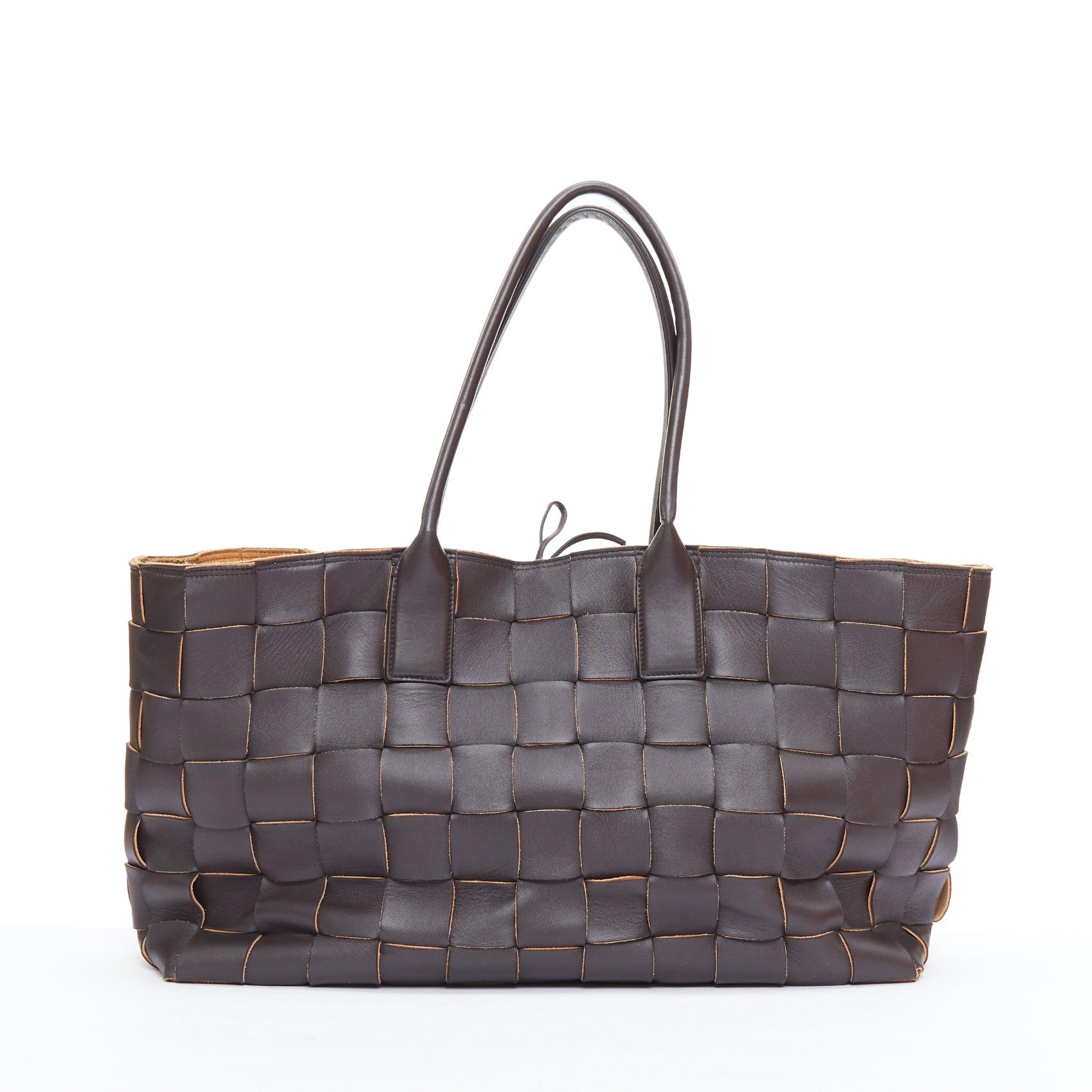 BOTTEGA VENETA Cabat Maxi Intrecciato dark brown woven leather tote bag 1