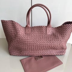 Bottega Veneta Cabat Maxi Intreccio Leather Tote Bag Mauve Pink 50cm