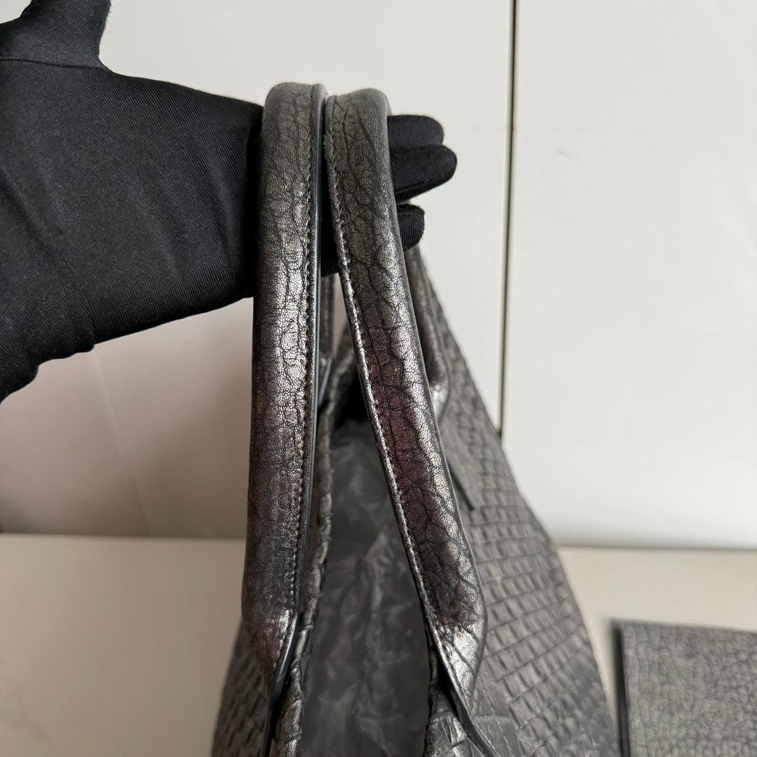 Bottega Veneta Cabat Maxi Intreccio Leather Tote Bag Metallic 50cm 13
