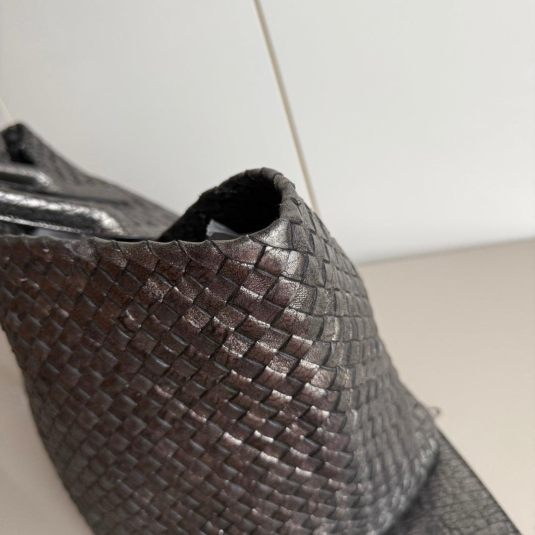 Women's Bottega Veneta Cabat Maxi Intreccio Leather Tote Bag Metallic 50cm