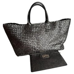 Bottega Veneta Cabat Maxi Intreccio Leather Tote Bag Metallic 50cm