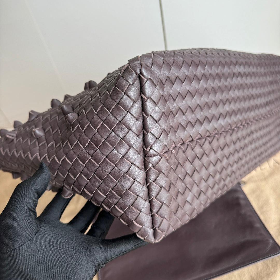 Bottega Veneta Cabat Medium Intreccio Leather Tote Bag Dark Chocolate Brown 7