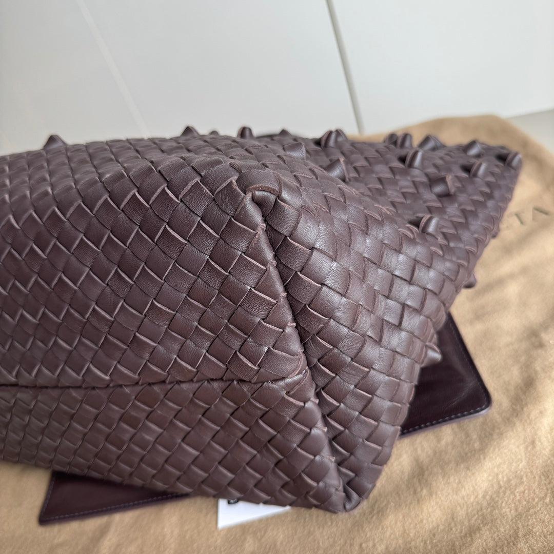 Bottega Veneta Cabat Medium Intreccio Leather Tote Bag Dark Chocolate Brown 8