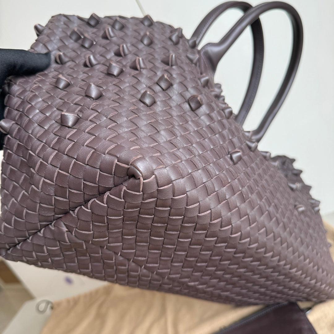 Bottega Veneta Cabat Medium Intreccio Leather Tote Bag Dark Chocolate Brown 12