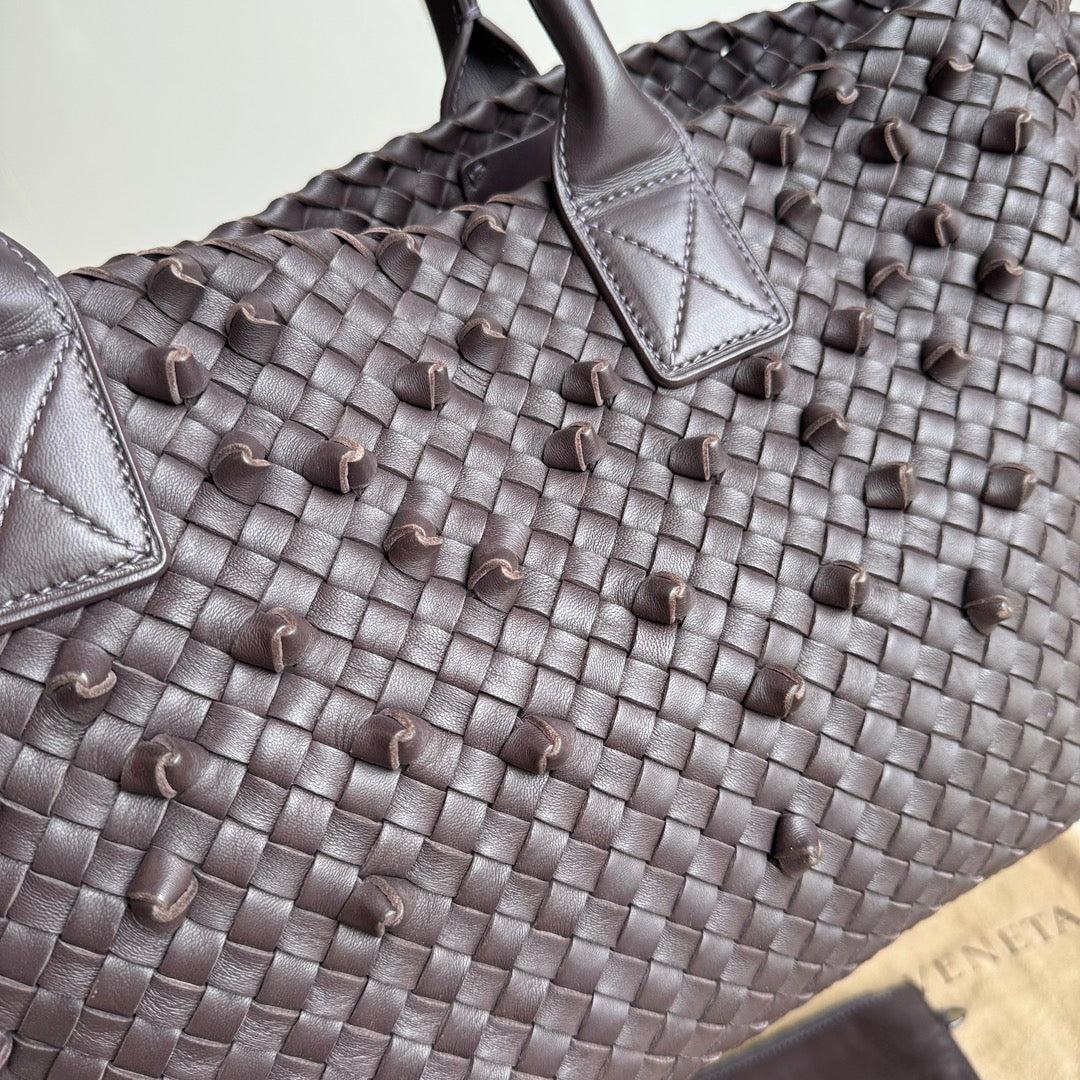 Black Bottega Veneta Cabat Medium Intreccio Leather Tote Bag Dark Chocolate Brown