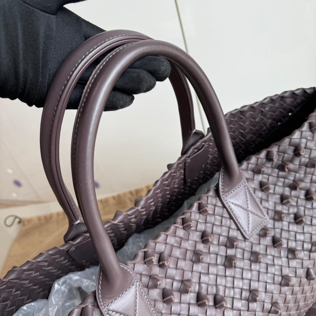 Bottega Veneta Cabat Medium Intreccio Leather Tote Bag Dark Chocolate Brown 1