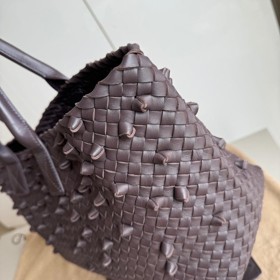 Bottega Veneta Cabat Medium Intreccio Leather Tote Bag Dark Chocolate Brown 2