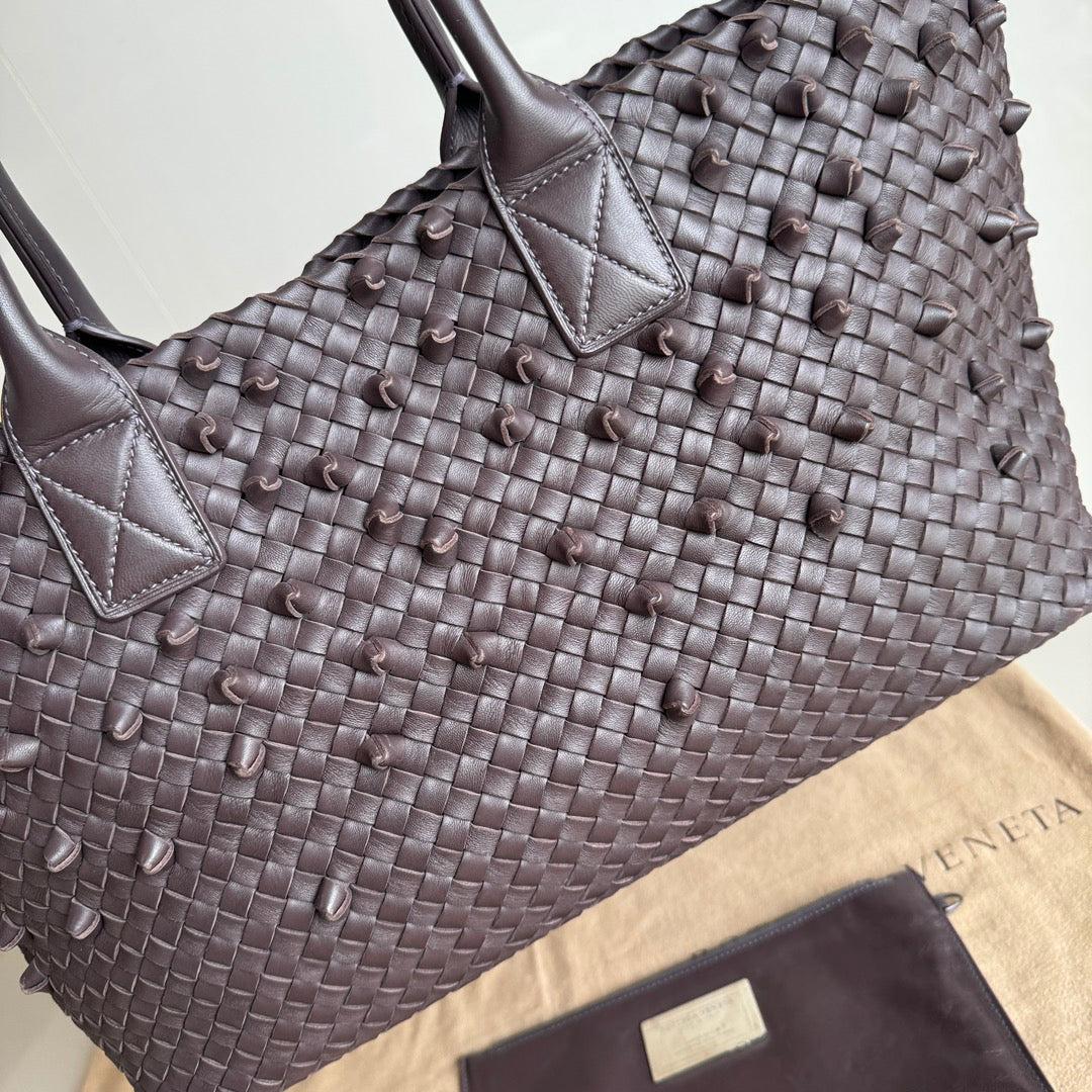 Bottega Veneta Cabat Medium Intreccio Leather Tote Bag Dark Chocolate Brown 3