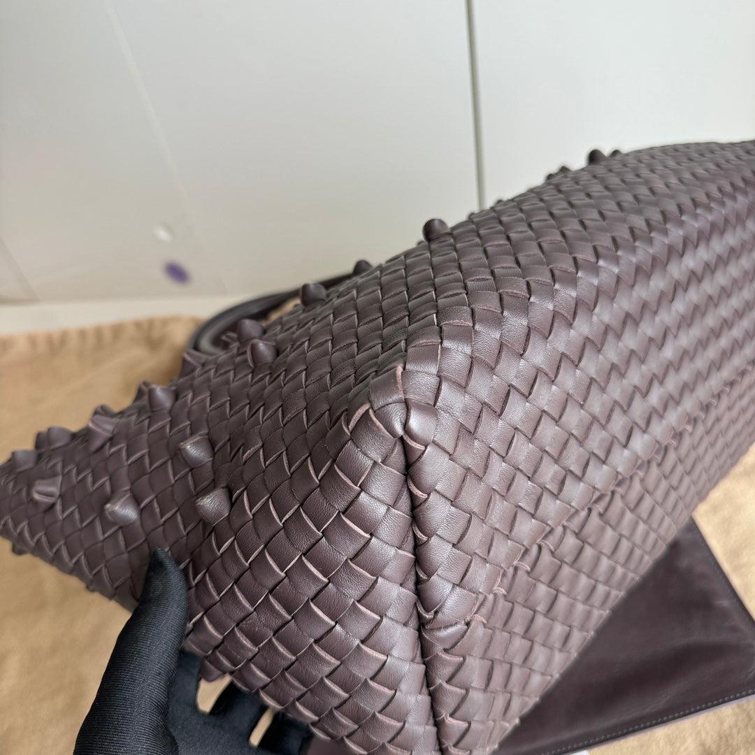 Bottega Veneta Cabat Medium Intreccio Leather Tote Bag Dark Chocolate Brown 4