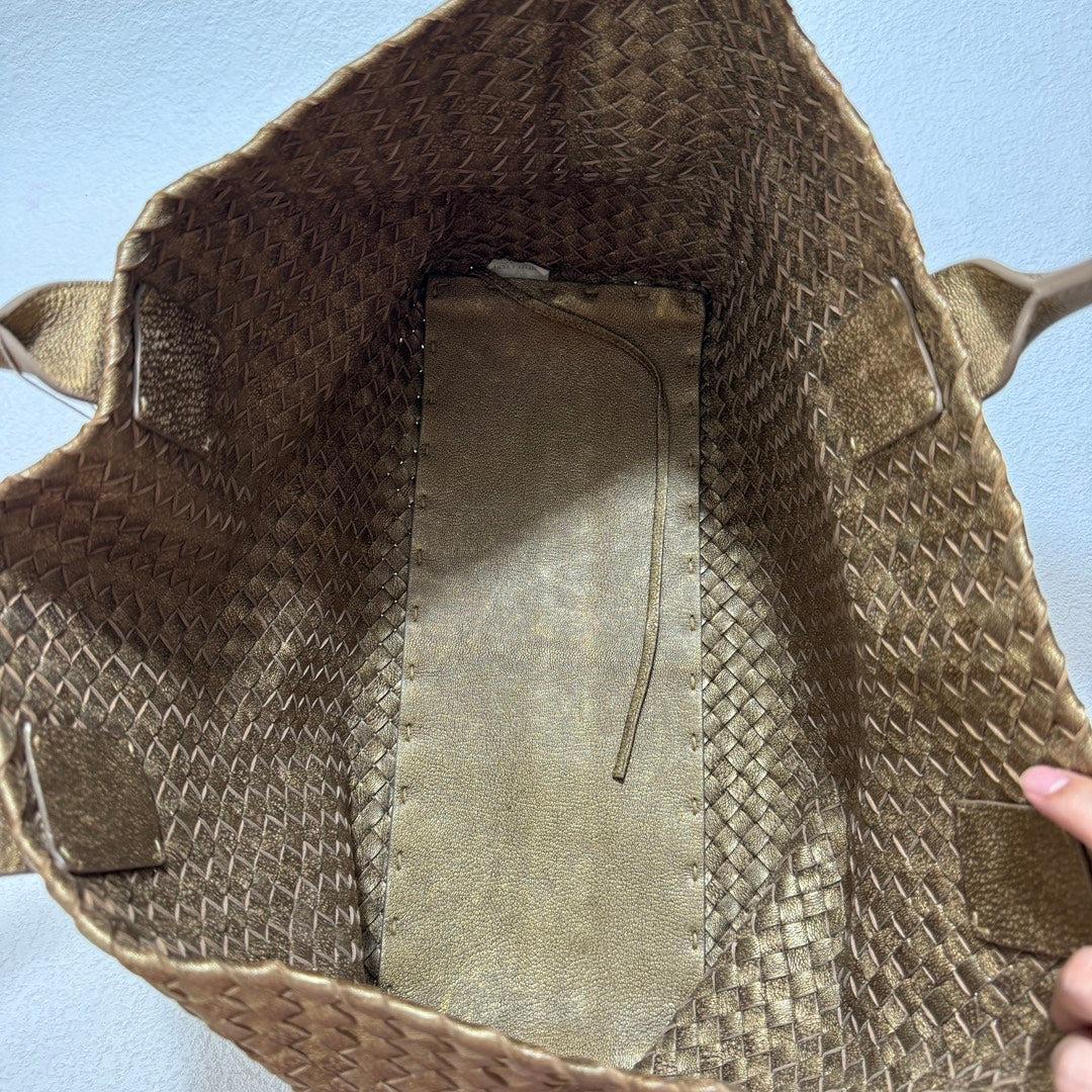 Bottega Veneta Cabat Medium Intreccio Leather Tote Bag Gold 5