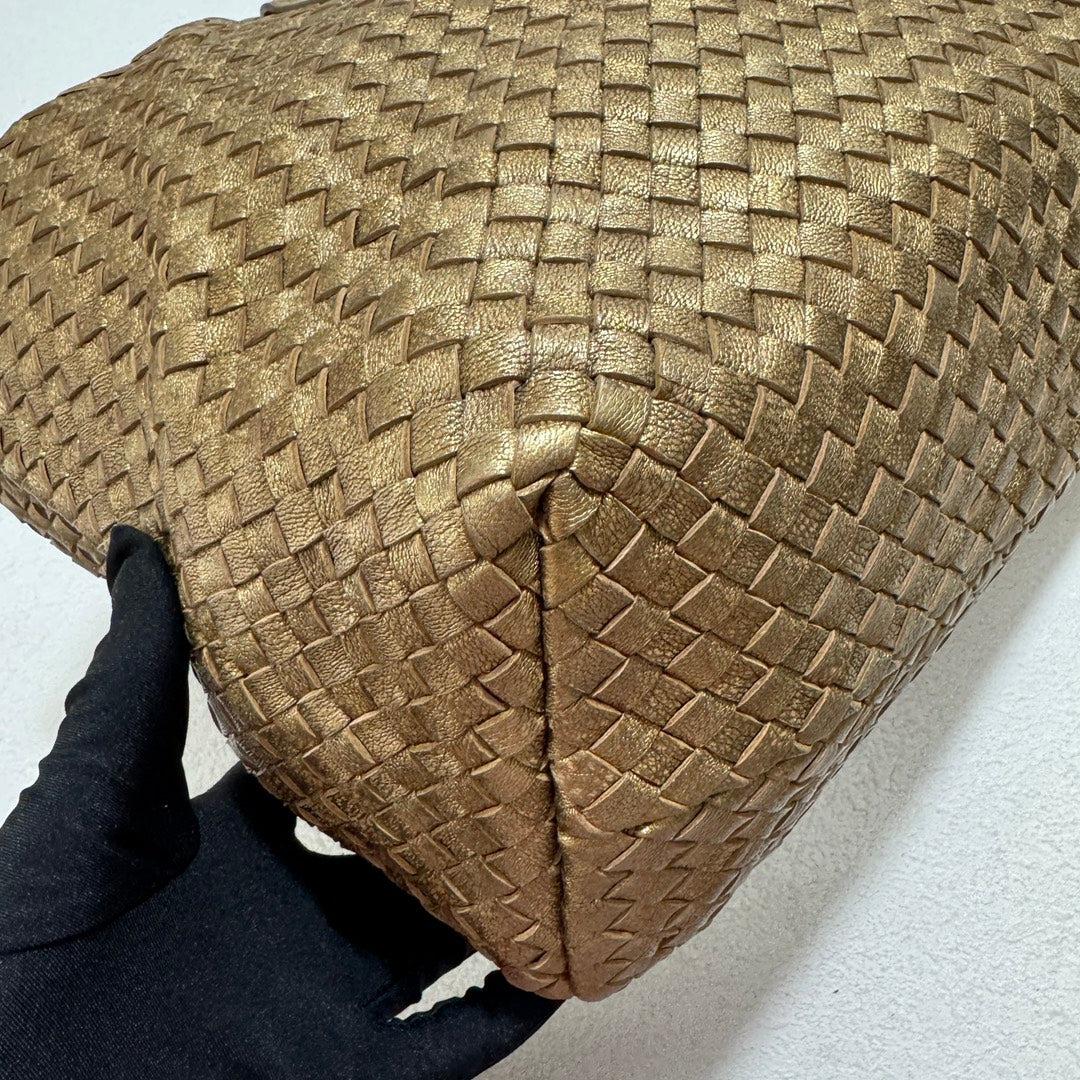 Bottega Veneta Cabat Medium Intreccio Leather Tote Bag Gold 7