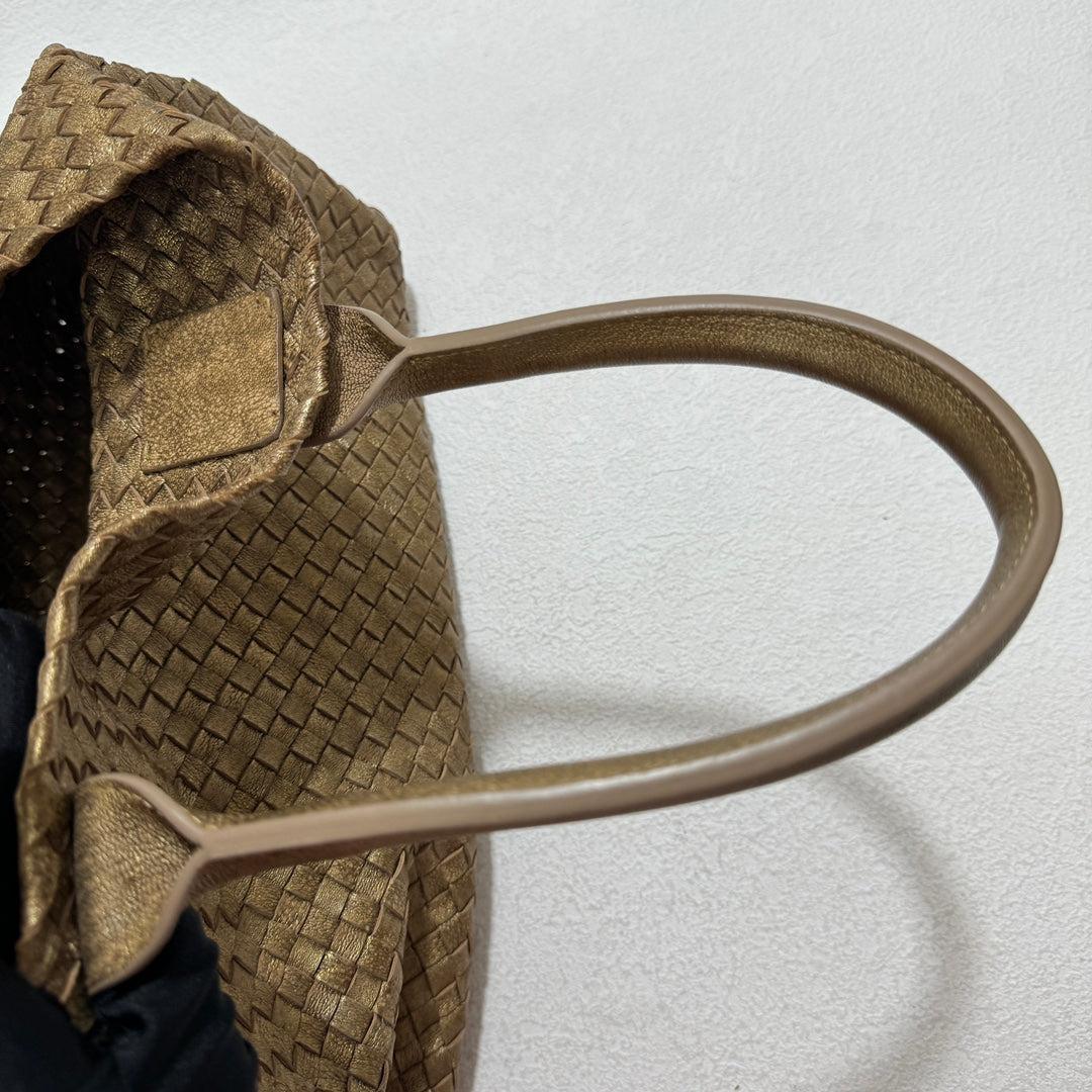 Bottega Veneta Cabat Medium Intreccio Leather Tote Bag Gold 9