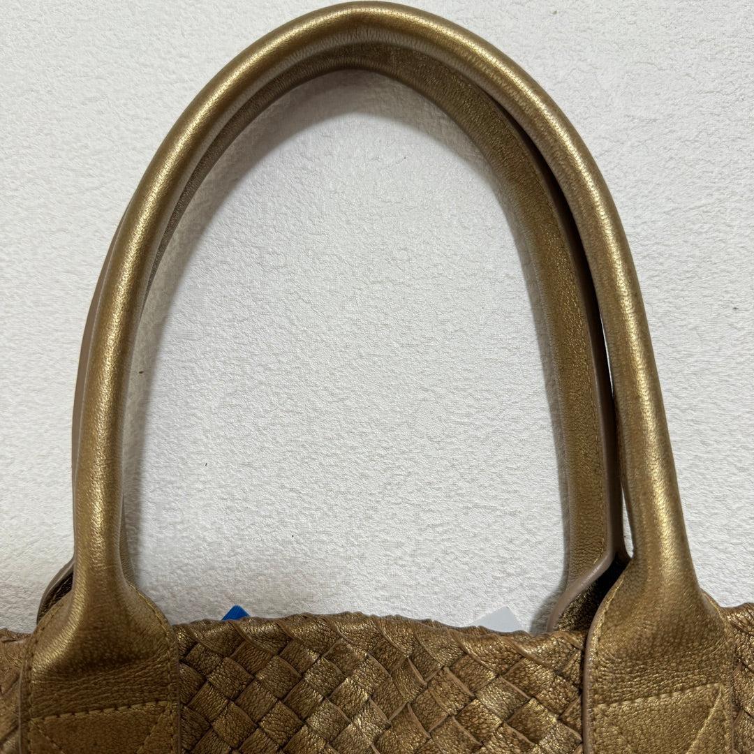 Bottega Veneta Cabat Medium Intreccio Leather Tote Bag Gold 11