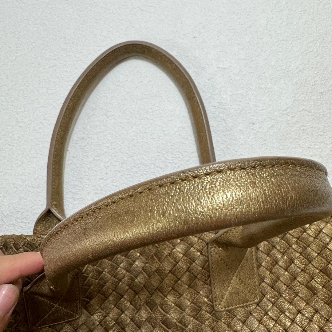 Bottega Veneta Cabat Medium Intreccio Leather Tote Bag Gold 12