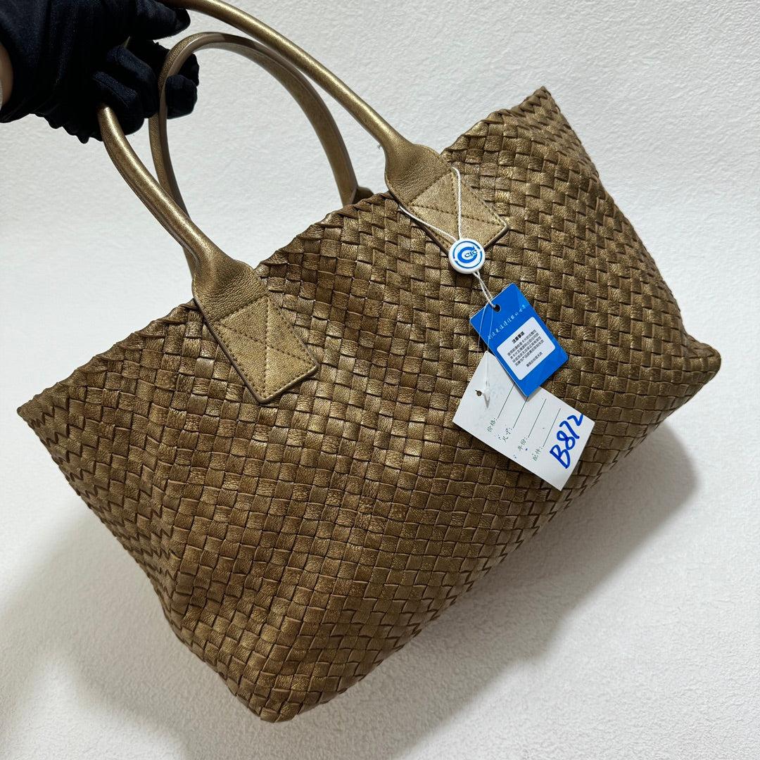 Bottega Veneta Cabat Medium Intreccio Leather Tote Bag Gold 1