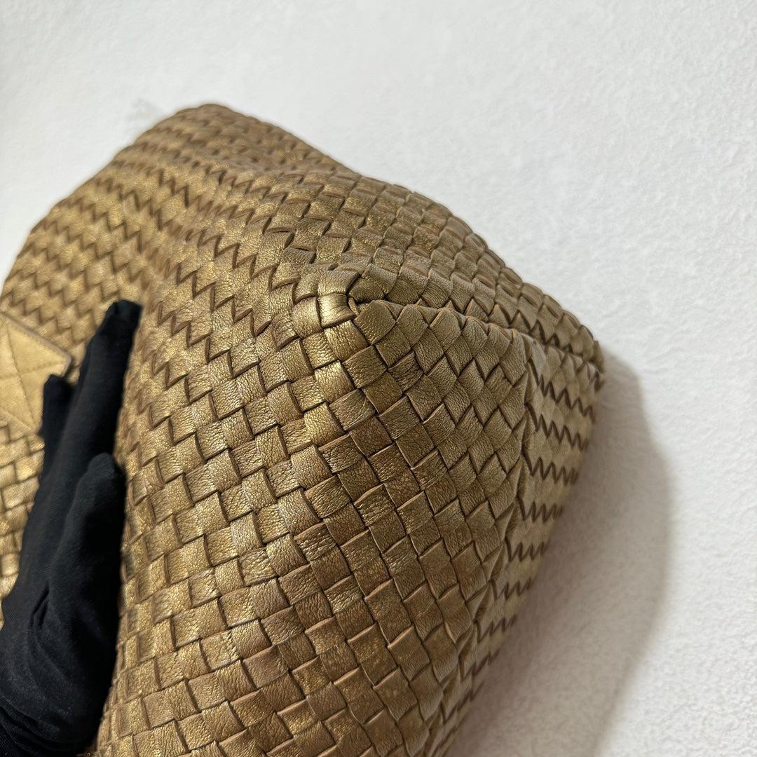 Bottega Veneta Cabat Medium Intreccio Leather Tote Bag Gold 2
