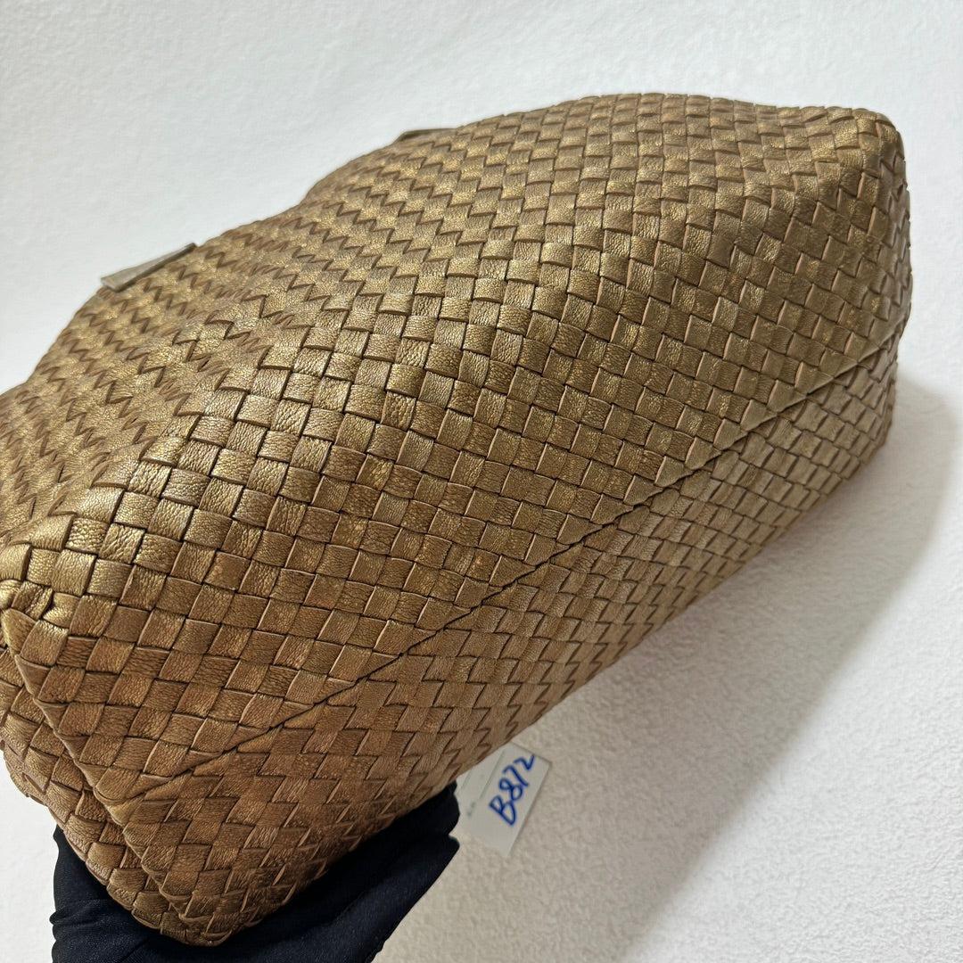 Bottega Veneta Cabat Medium Intreccio Leather Tote Bag Gold 4