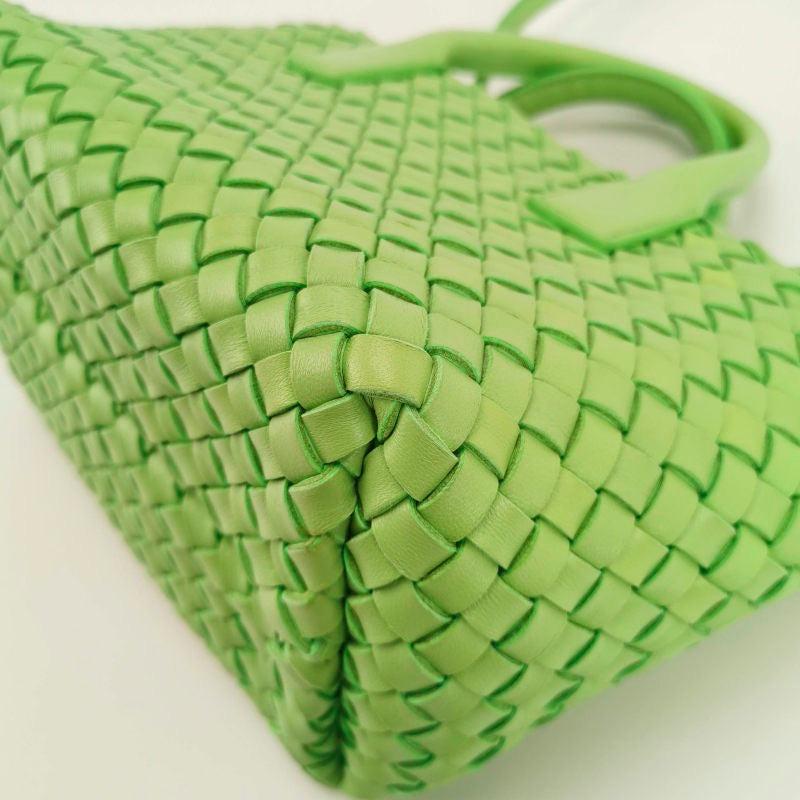 Bottega Veneta Cabat Mini Intreccio Leather Tote Bag Green For Sale 6
