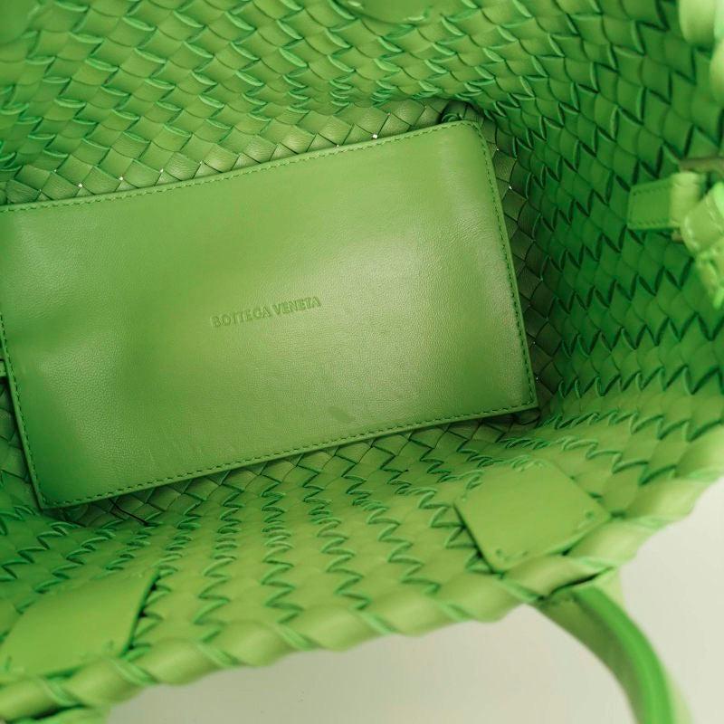 Bottega Veneta Cabat Mini Intreccio Leather Tote Bag Green For Sale 8