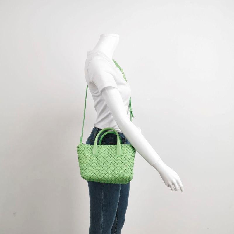 Bottega Veneta Cabat Mini Intreccio Leather Tote Bag Green
 These are professional photos of the actual bag.
 Discover the sophisticated luxury of the Bottega Veneta Cabat Intreccio Leather Tote Bag. Revel in its stylish cult design, handcrafted in