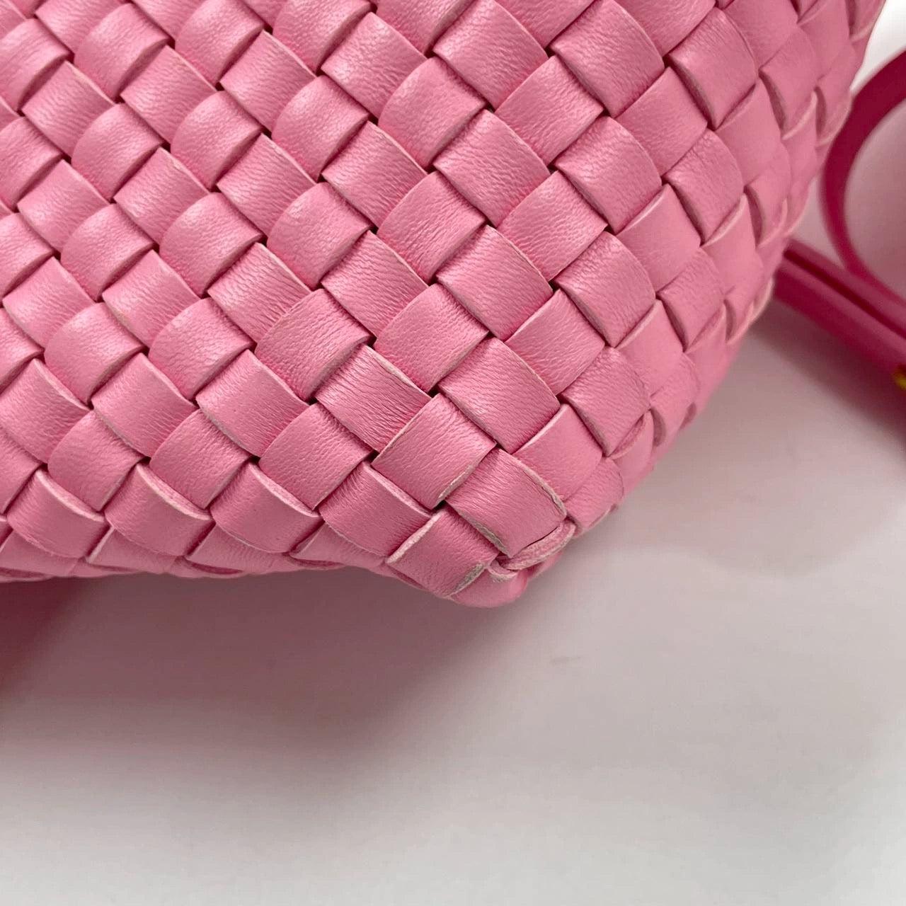 Bottega Veneta Cabat Mini Intreccio Leather Tote Bag Pink 6