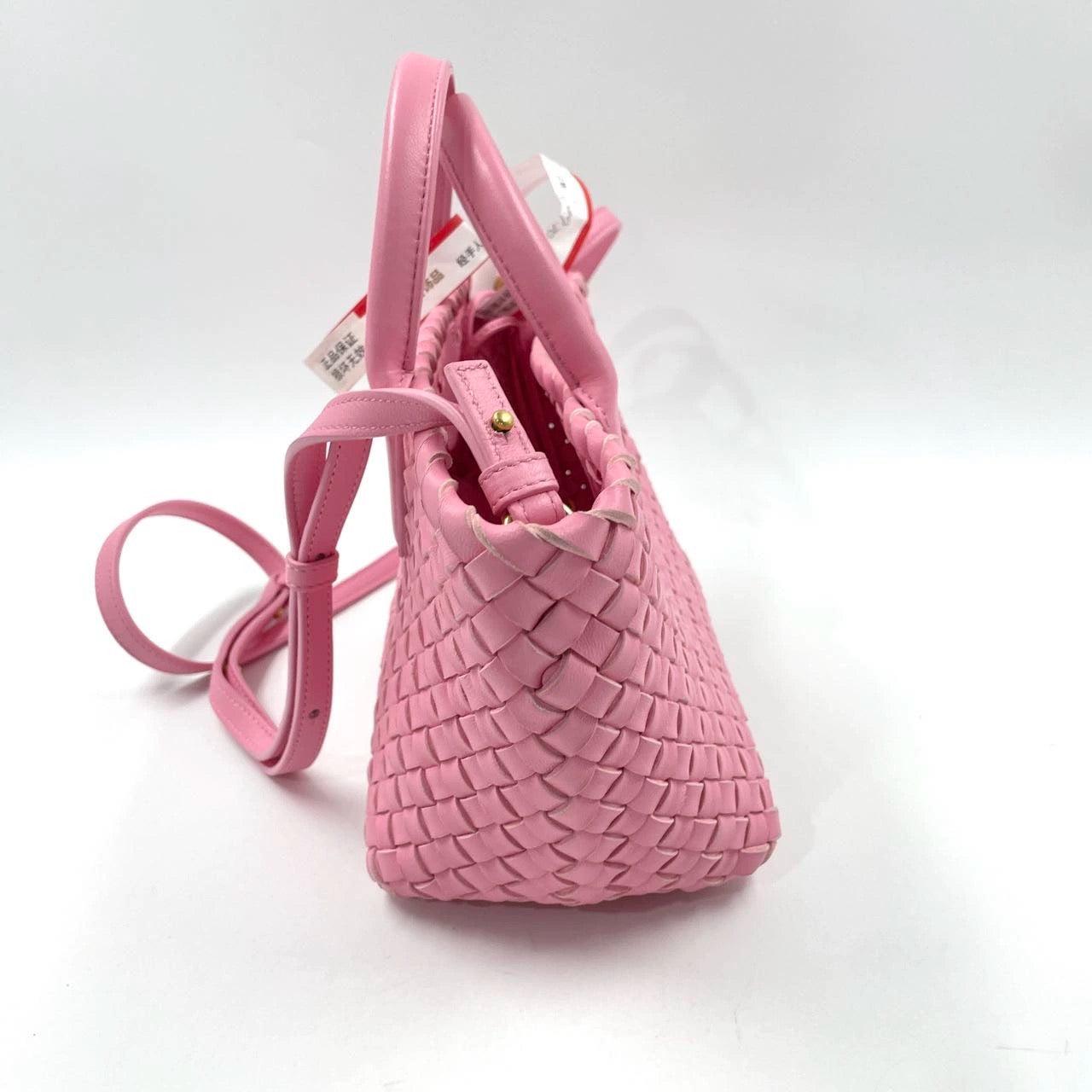 Women's Bottega Veneta Cabat Mini Intreccio Leather Tote Bag Pink