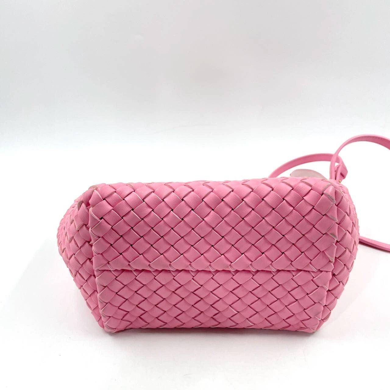 Bottega Veneta Cabat Mini Intreccio Leather Tote Bag Pink 2