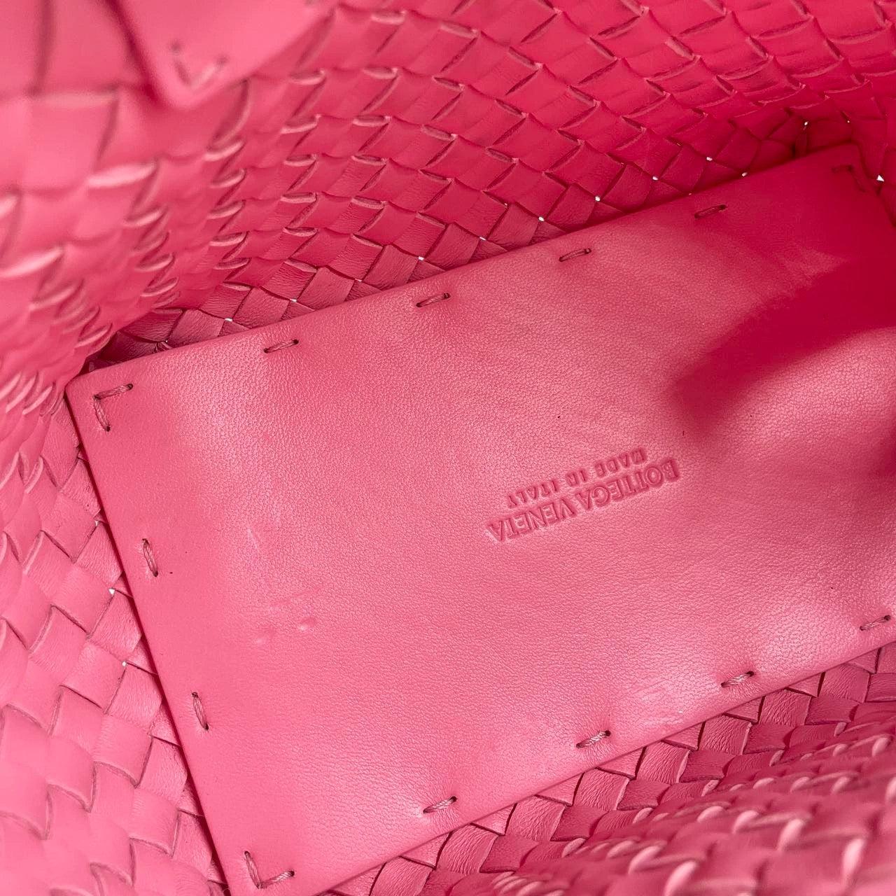 Bottega Veneta Cabat Mini Intreccio Leather Tote Bag Pink 4