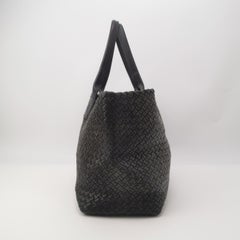 Bottega Veneta Cabat MM Intreccio Leather Tote Bag Navy 40cm