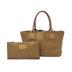 Bottega Veneta Cabat PM Intreccio Leather Tote Bag Gold 32cm