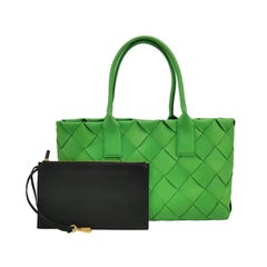 Bottega Veneta Cabat Small Green Intrecciato Leather Tote Bag